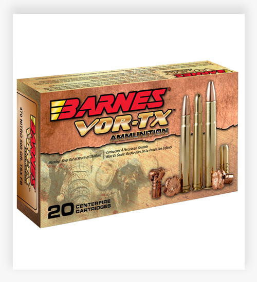 Barnes Vor-Tx Safari Centerfire .500 Nitro Express Ammo 570 GR TSX Flat Base