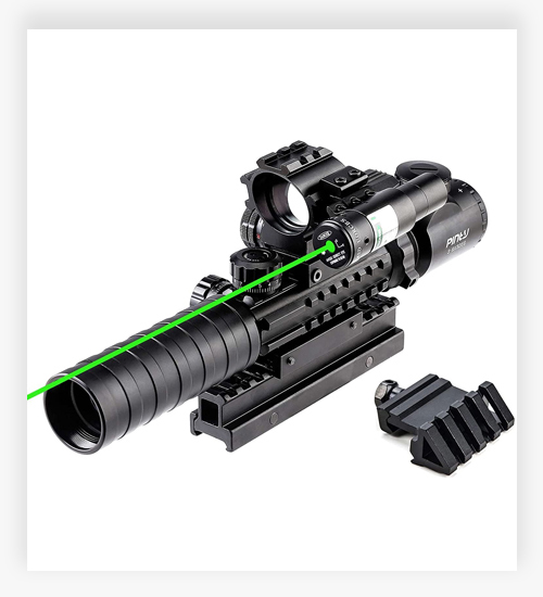 Pinty Rifle Scope Rangefinder Illuminated Optics Red Green Laser Rifle Sight