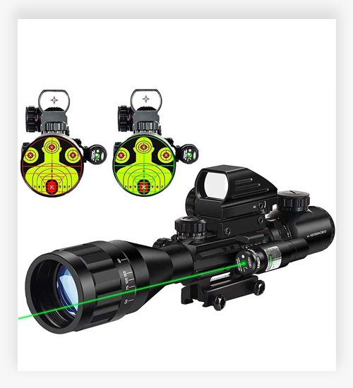 MidTen Tactical Rifle Scope Dual Illuminated Optics Green Laser Rifle Sight
