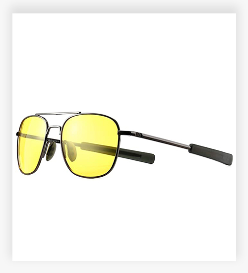 SUNGAIT Men's Military Style Polarized Pilot Aviator Sunglasses Bayonet Temples Night Driving Glasses