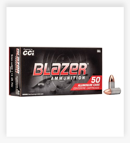 CCI Ammunition Blazer Aluminum 9mm Luger 115 Grain Full Metal Jacket Centerfire Pistol Ammo