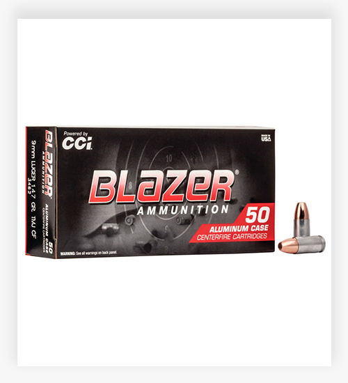 CCI Ammunition Blazer Clean-Fire 9mm Luger 147 Grain Total Metal Jacket Centerfire Pistol Ammo